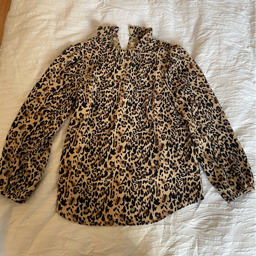 Jcrew long sleeve leopard blouse